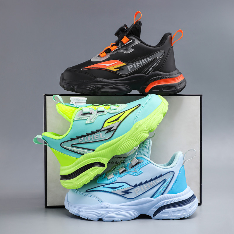 Mùa Thu Trẻ Em Giày Bé Trai Sneaker Hoạt Hình Nhẹ Sang Trọng Da PU Sneaker Trẻ Em Đi Học Giày Thể Th
