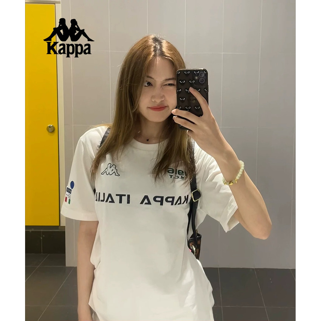 Kappa ITALIA Áo thun thể thao dáng rộng in chữ cỡ lớn dành cho nam và nữ 100% Cotton cao cấp