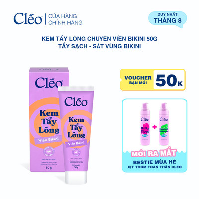Kem Tẩy Lông Bikini, Chuyên Tẩy Lông Vùng Nhạy Cảm Cho Nữ & Nam Cleo, Tẩy Lông Sạch Sát, Không Kích Ứng 50g