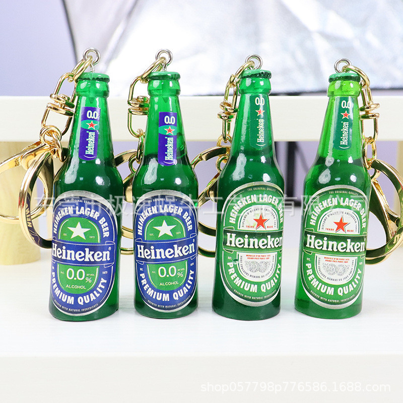 Hàng sẵn có Vận chuyển nhanh Đài Loan Heineken0.0 Không chứa cồn Vòng chìa khóa đóng hộp 3D Mặt dây 