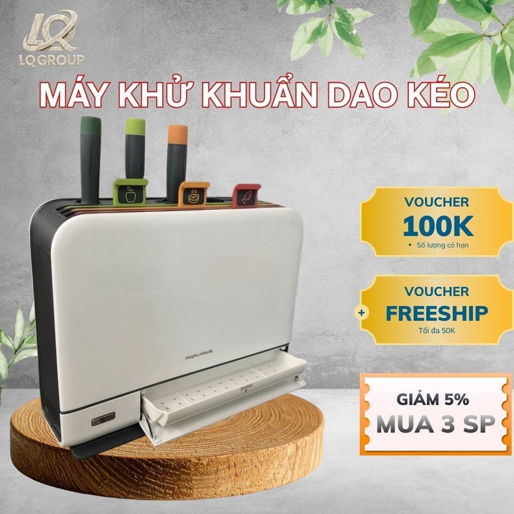 LQ- MÁY KHỬ KHUẨN DAO THỚT MORPHY RICHARDS MR1001 SẤY KHÔ 70ºC TIA UV KHỬ KHUẨN (TẶNG KÈM 3 DAO + 3 