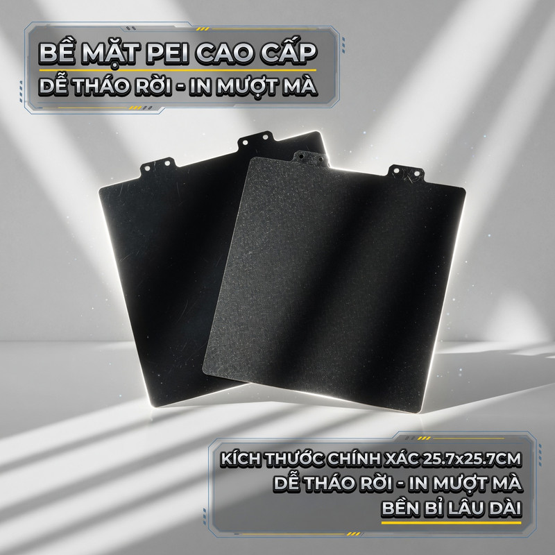 Tấm PEI In 3D A1 P2S P1S X1 P1P Đen 257x257mm Bám Dính Tốt Dễ Lấy Sản Phẩm ra