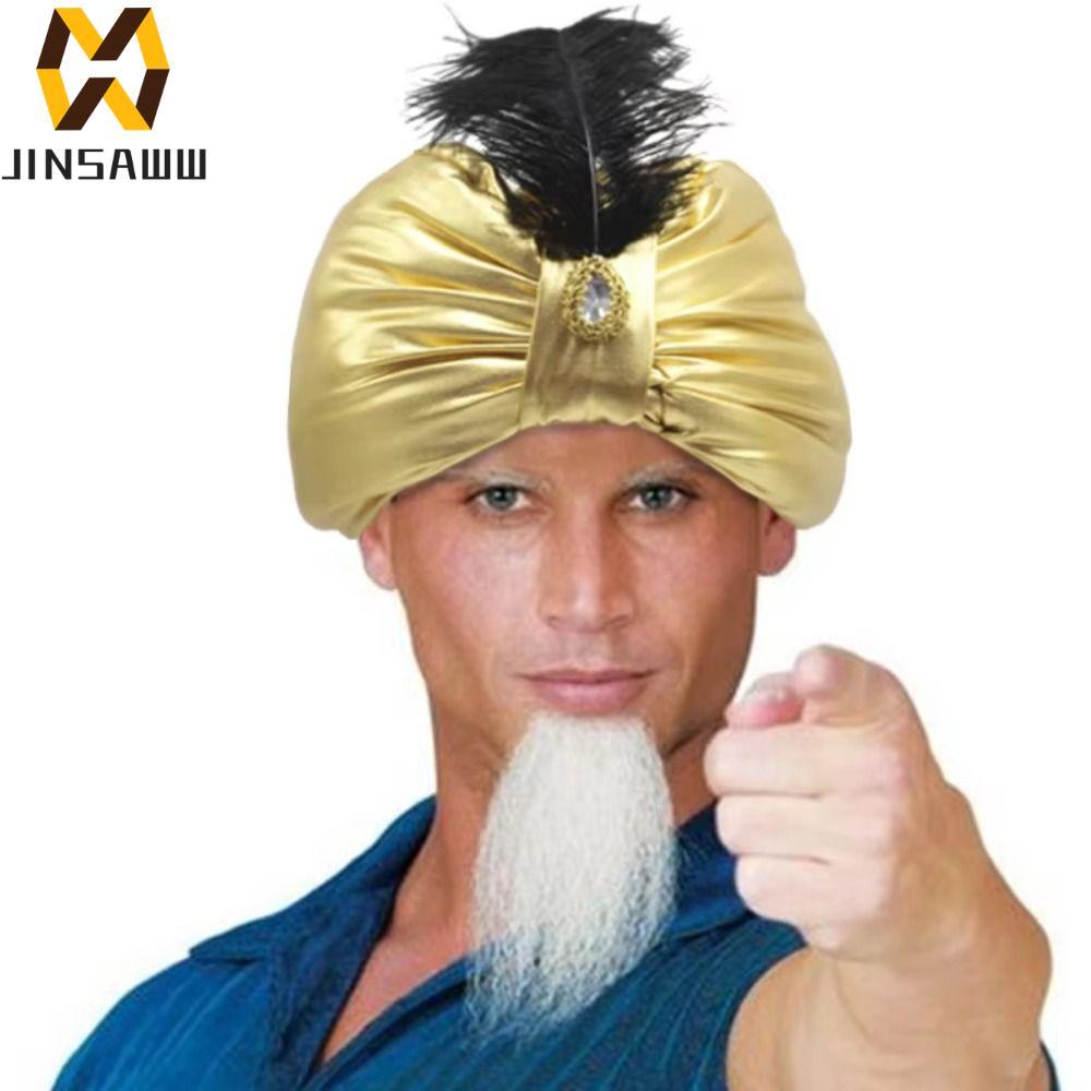 JENIFERDZ Khăn xếp ly Ả Rập, Mũ Ả Rập Trang phục Mũ xếp ly Ấn Độ, Mũ dân tộc Quấn đầu Cosplay Sultan
