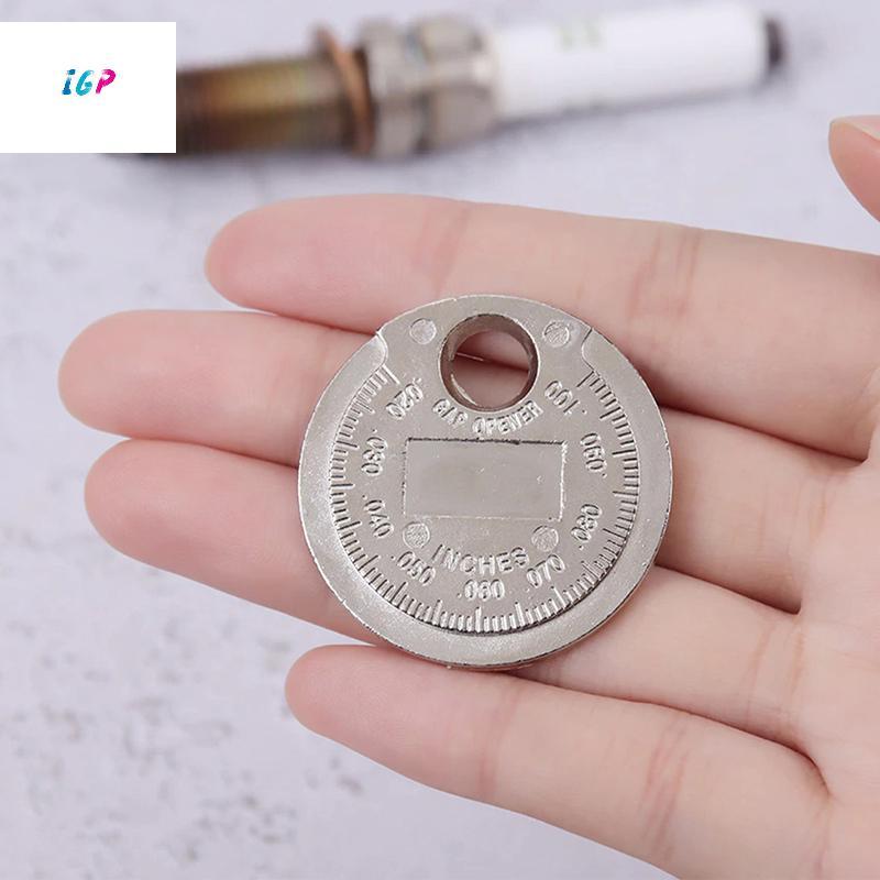 (IGP) 1PC 0.6-2.4mm Phạm vi Đồng Xu Loại Bugi Gage Gap Tool Feeler Spark Plug Gap Tool MỚI