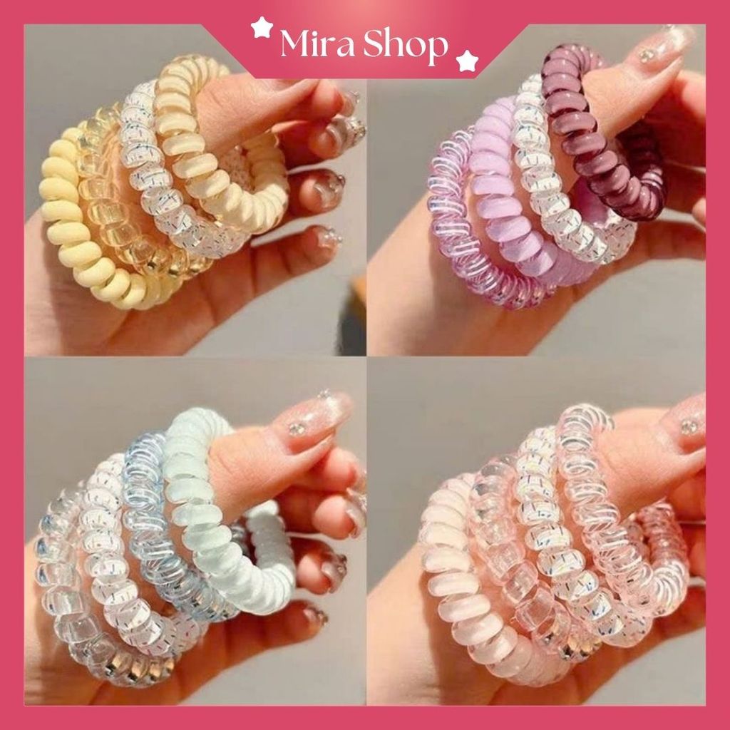 Set 4 Dây Vòng buộc tóc lò xo cao cấp màu sắc siêu hot tiện dụng cho nữ Lx4 MIRA SHOP