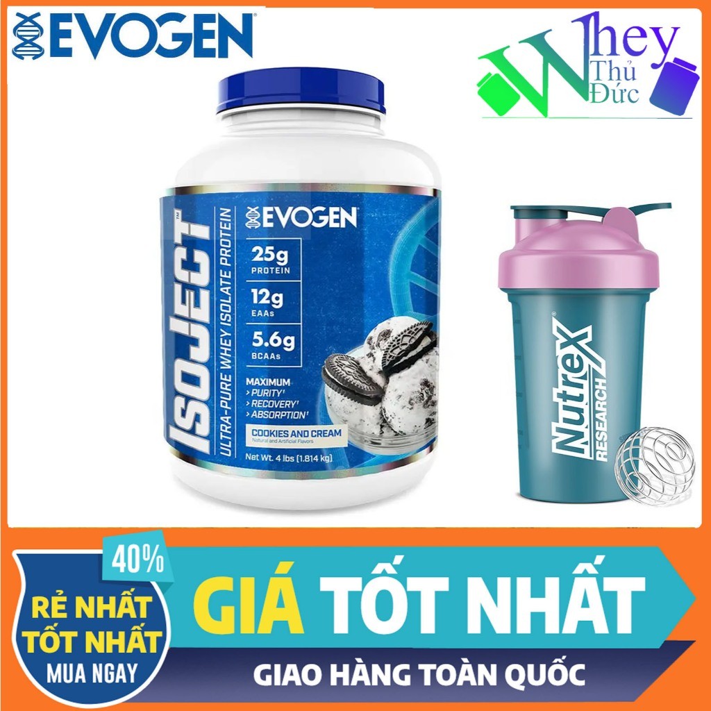 Evogen IsoJect Whey Protein (1.8kg 55sv)vị Peanut, Sữa Đạm 100% Whey Protein Isolate Hấp Thu Nhanh