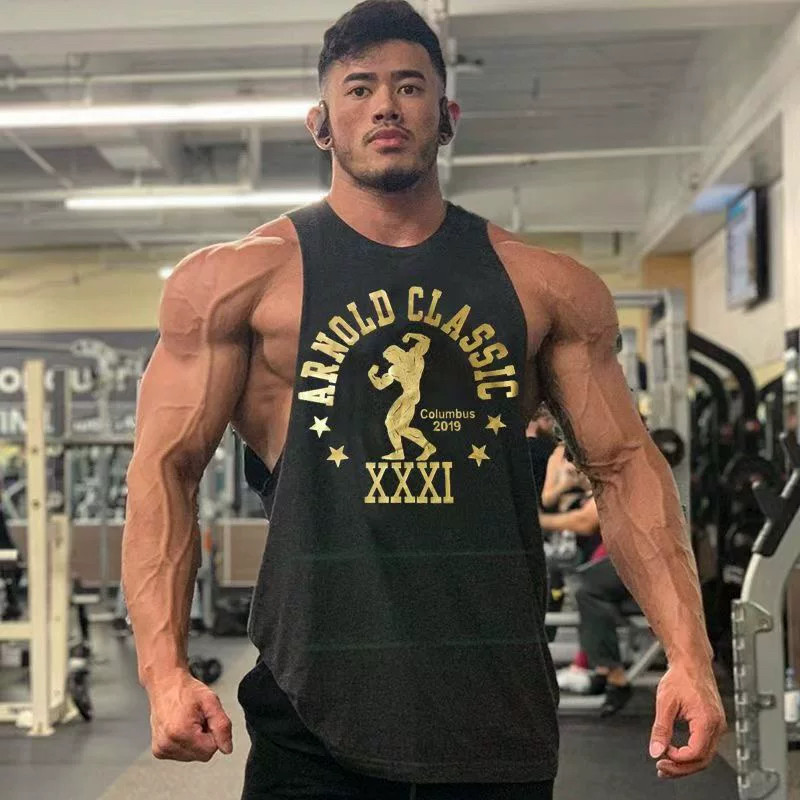 Arnold Cao Đẹp Trai Cùng Phong Cách Arnold Thể Dục Thể Hình Co Giãn Áo Vest Cotton Huấn Luyện Slim-f
