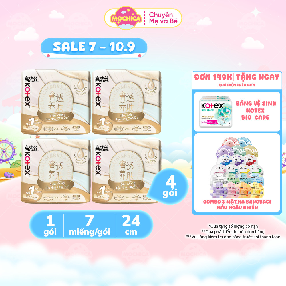 Băng Vệ Sinh Kotex Cicada Siêu Mỏng Cánh 24cm 7 miếng_Mochica