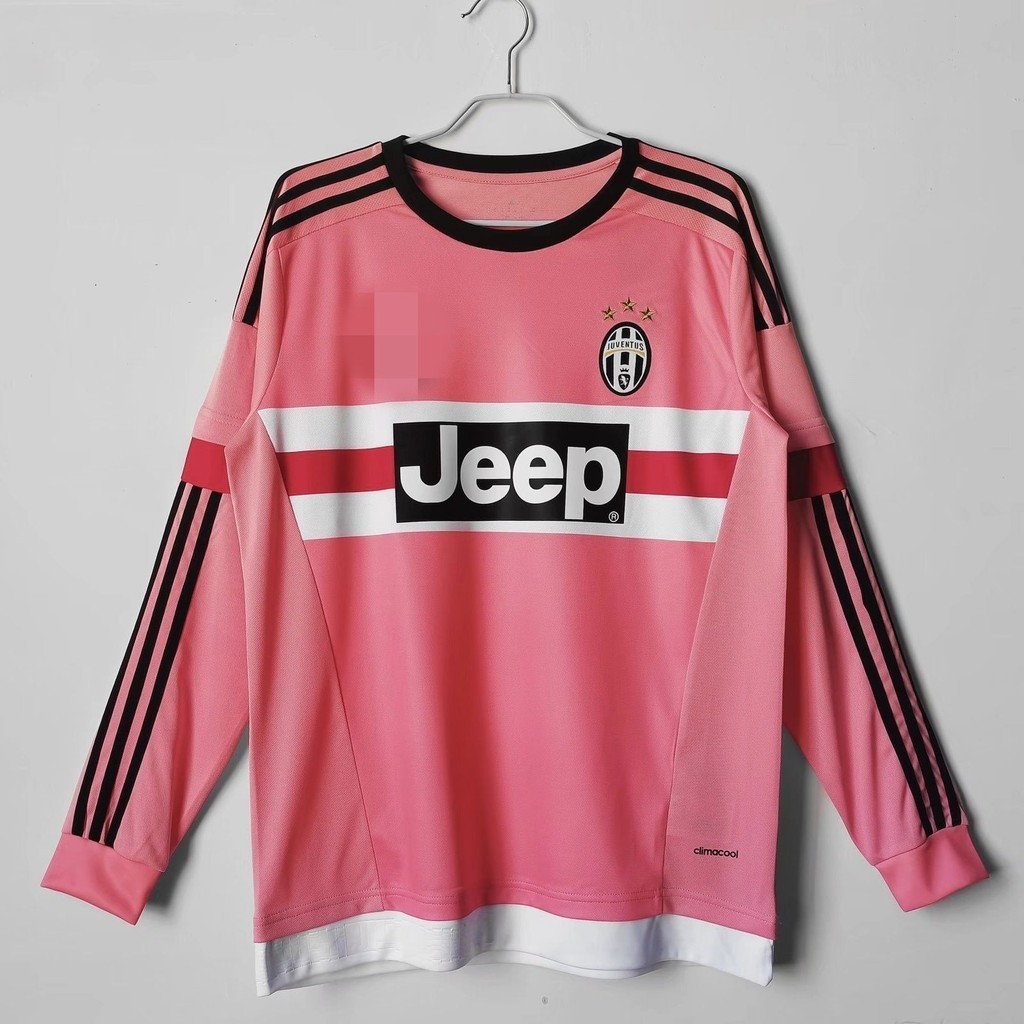 2015 2016 Retro Juventus Sân Khách Màu Hồng Áo Bóng Đá Dài Tay Tùy Chỉnh Jersey S-2XL