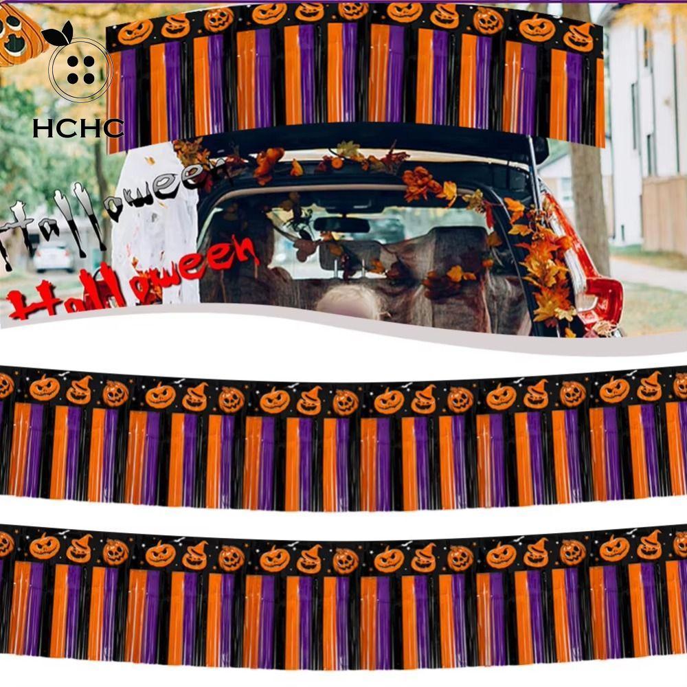 HCHC 4 Biểu ngữ tua rua Halloween, Foil Fringe Sáng tạo Halloween Fringe Phông nền, Lắp đặt dễ dàng 