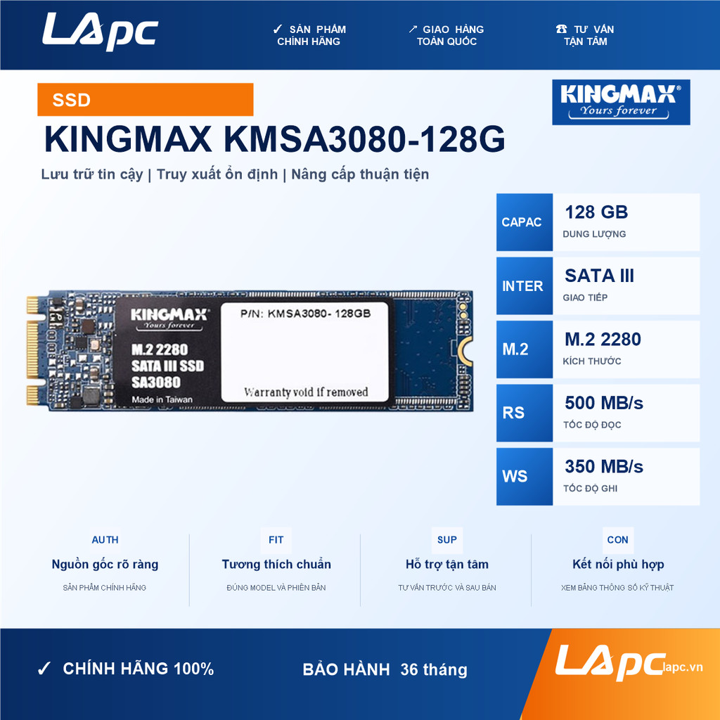 SSD Kingmax SA3080 128GB M.2 2280 SATA III KMSA3080-128G