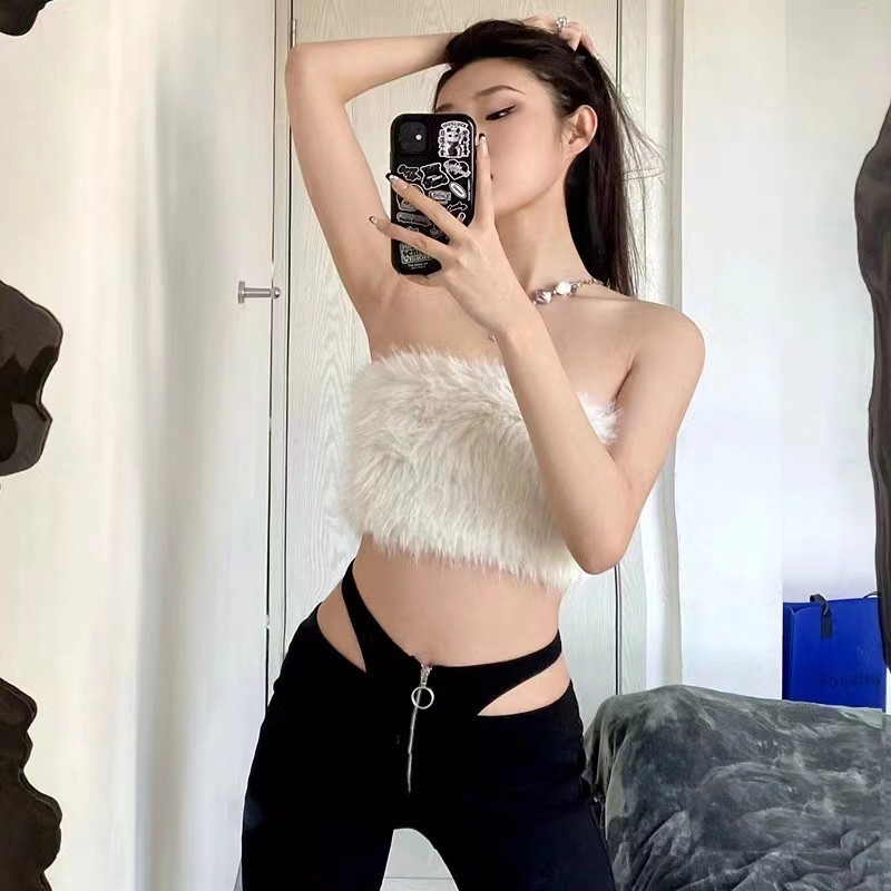Tube Top fur stitching phong cách hot girl gợi cảm, phù hợp mọi dáng người