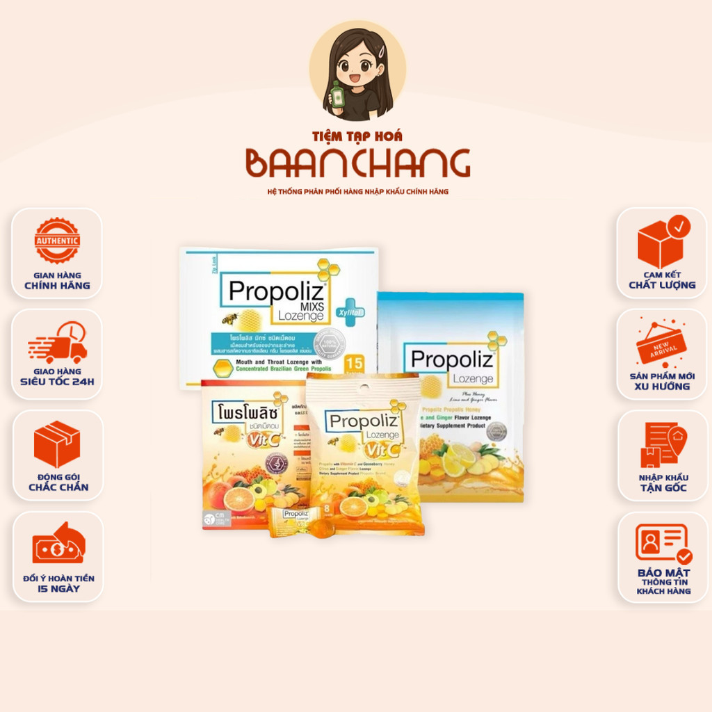 🍯 Kẹo Ngậm Propoliz Lozenge – Dịu Họng, Thơm Miệng, Tăng Sức Đề Kháng 🍋