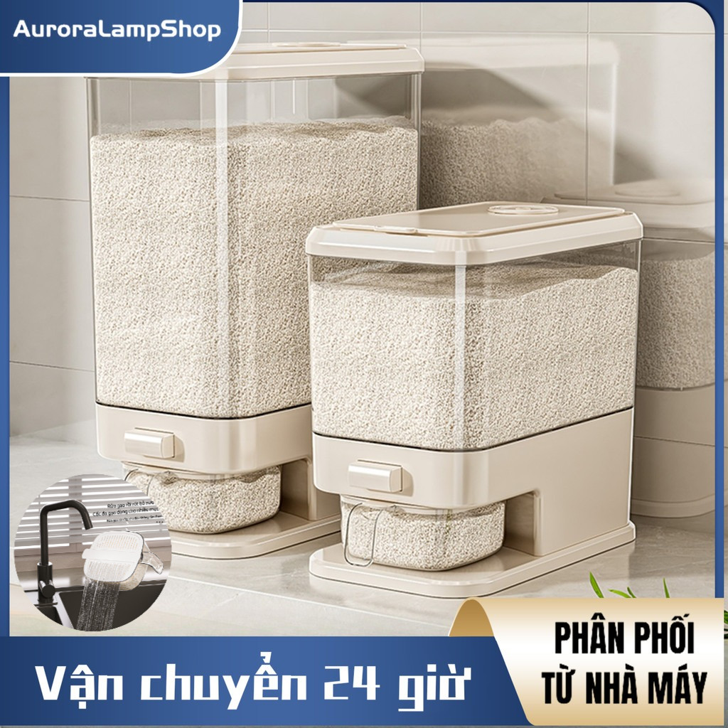 Hộp đựng gạo nắp kín chống ẩm côn trùng thiết kế tối ưu không gian thùng gạo 5kg 10kg
