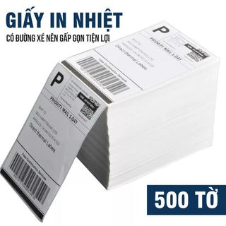 Giấy In Nhiệt A6 –  500 Tờ Giấy Tem In Vận Đơn Nhanh, Bám Mực Tốt, Không Lem Mờ Có Sẵn Lớp Dán