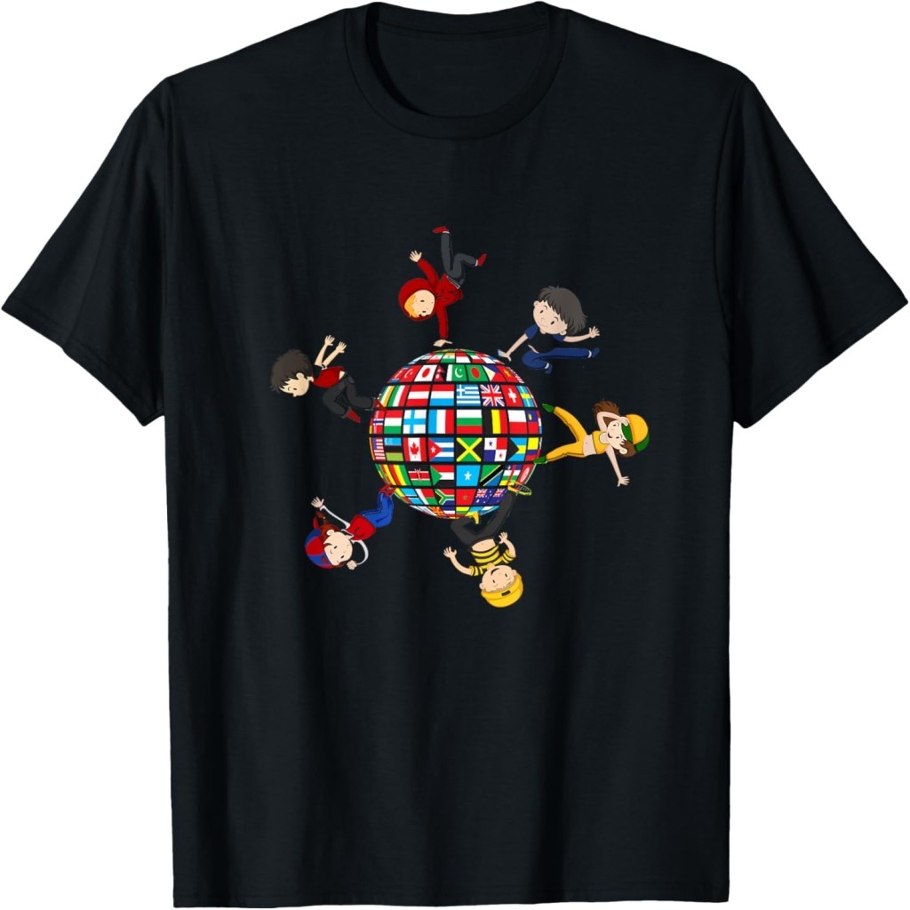 Áo thun Kids dancing around the Globe Flags of the World Dance Gift T-Shirt