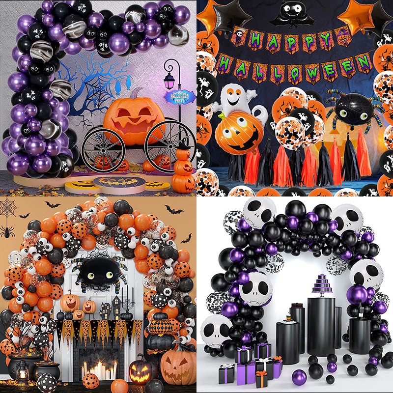 Kinh Dị Halloween Bong Bóng Cao Su Ma Lễ Hội Đầu Lâu Kinh Dị Bơm Hơi Bầu Không Khí Halloween Ballo