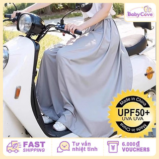 Váy chống nắng nữ dáng dài, Kaki cotton dày mịn, chống UV, freesize, kiểu Hàn, mặc đi xe máy mùa hè