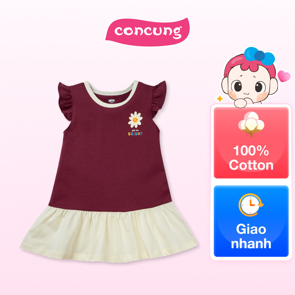 Đầm bé gái Animo Easy TX1025018 (3Y,Tía-kem,DD01)