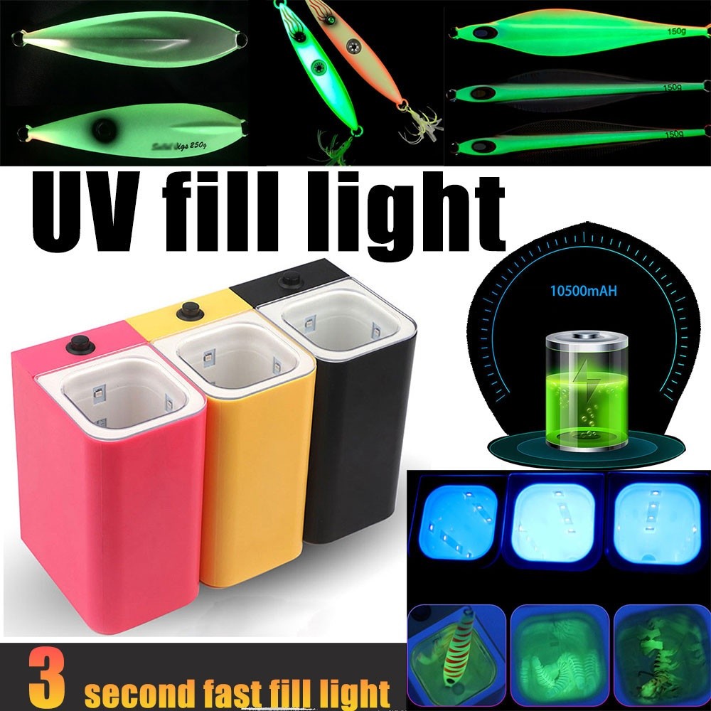 【TRAINFIS】Ultraviolet Lamp 16UVLED 10500mAH UV Fishing Lure Filling Lamp Luminous Metal Lure LED Iro
