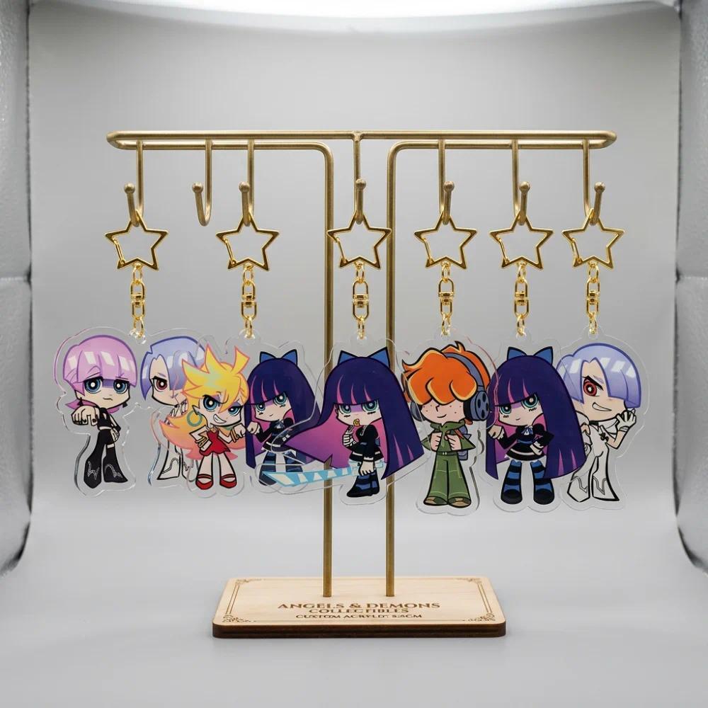 Anime Panty and Stocking Móc khóa mica Cute Chibi Panty Stocking Scanty Kneesocks Brief Star Hook Ba