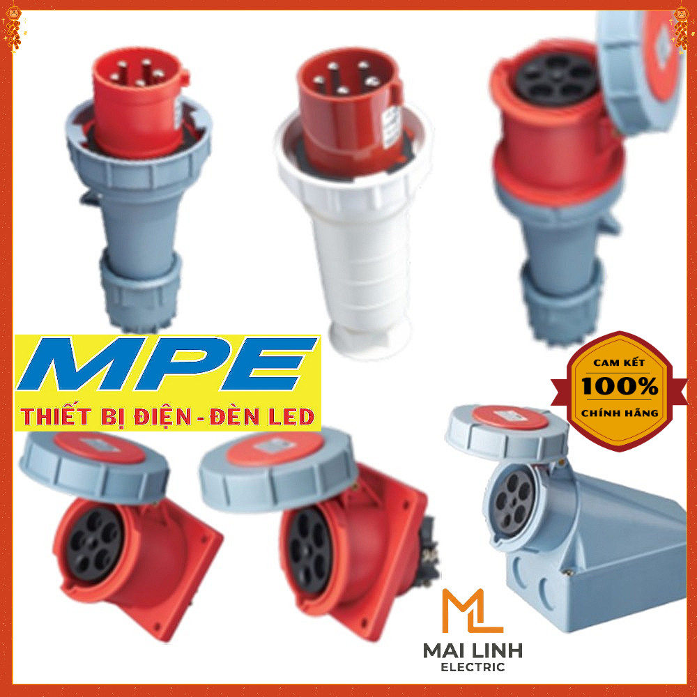 {Chính Hãng MPE} Phích Cắm Và Ổ Cắm Công Nghiệp 1P 3P -5 Chấu 63A 125A 3P+N+E IP67 Tiêu Chuẩn Chấu Â
