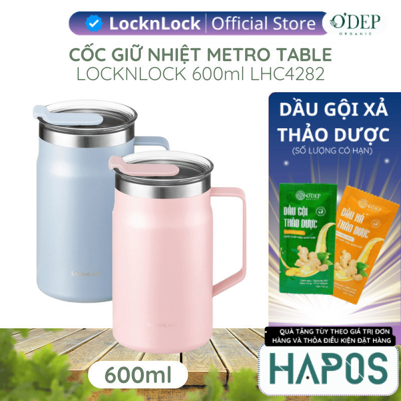 Cốc giữ nhiệt 600ml LocknLock Chính hãng Metro Table Mug LHC4282PIK - HAPOS LSA