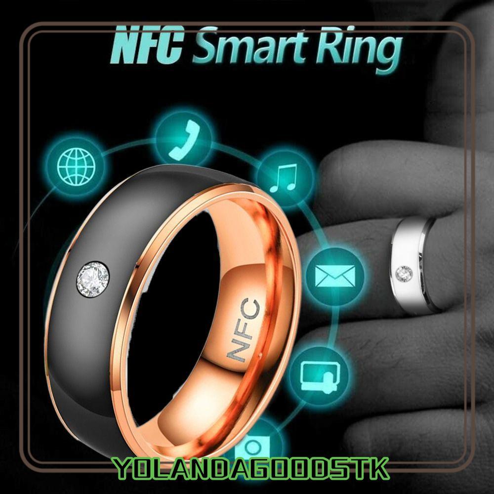 Nhẫn kỹ thuật số ngón tay IYOLANDAGOODS1, Nhẫn thông minh NFC kết nối có thể đeo bằng thép không gỉ,