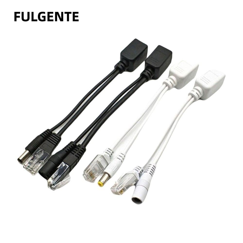 FULGENTE 1 Cặp Cáp POE, Bộ Chia POE 12V Tập Trung, Bộ Chuyển Đổi Dây Đen / Trắng POE Adapter Camera 