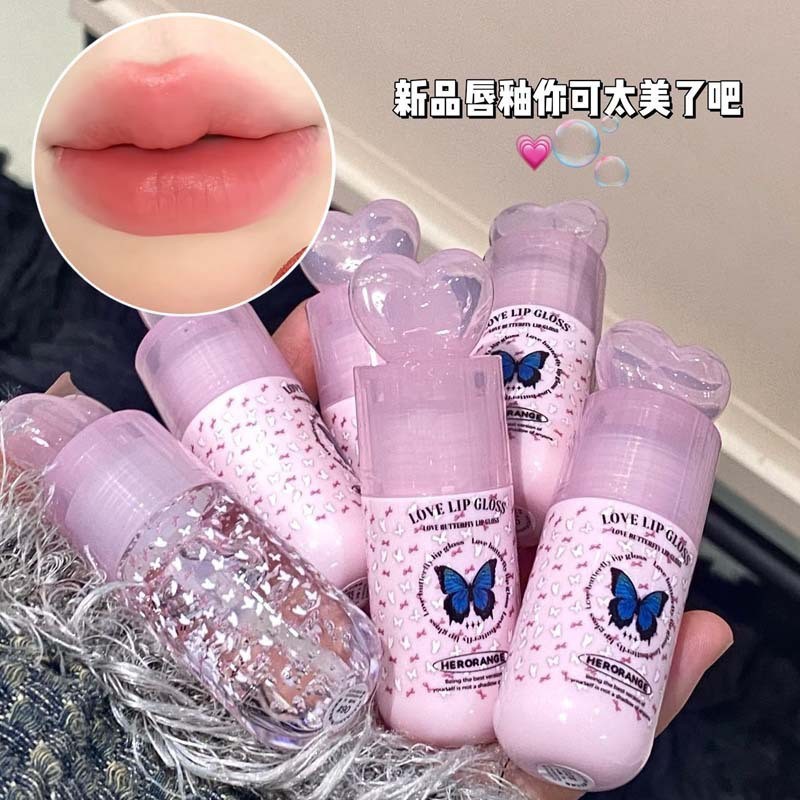 [Hàng có sẵn] ~ Peach Heart Butterfly Series Lip Glaze Velvet Matte Whitening Lip Mud Stacking Water