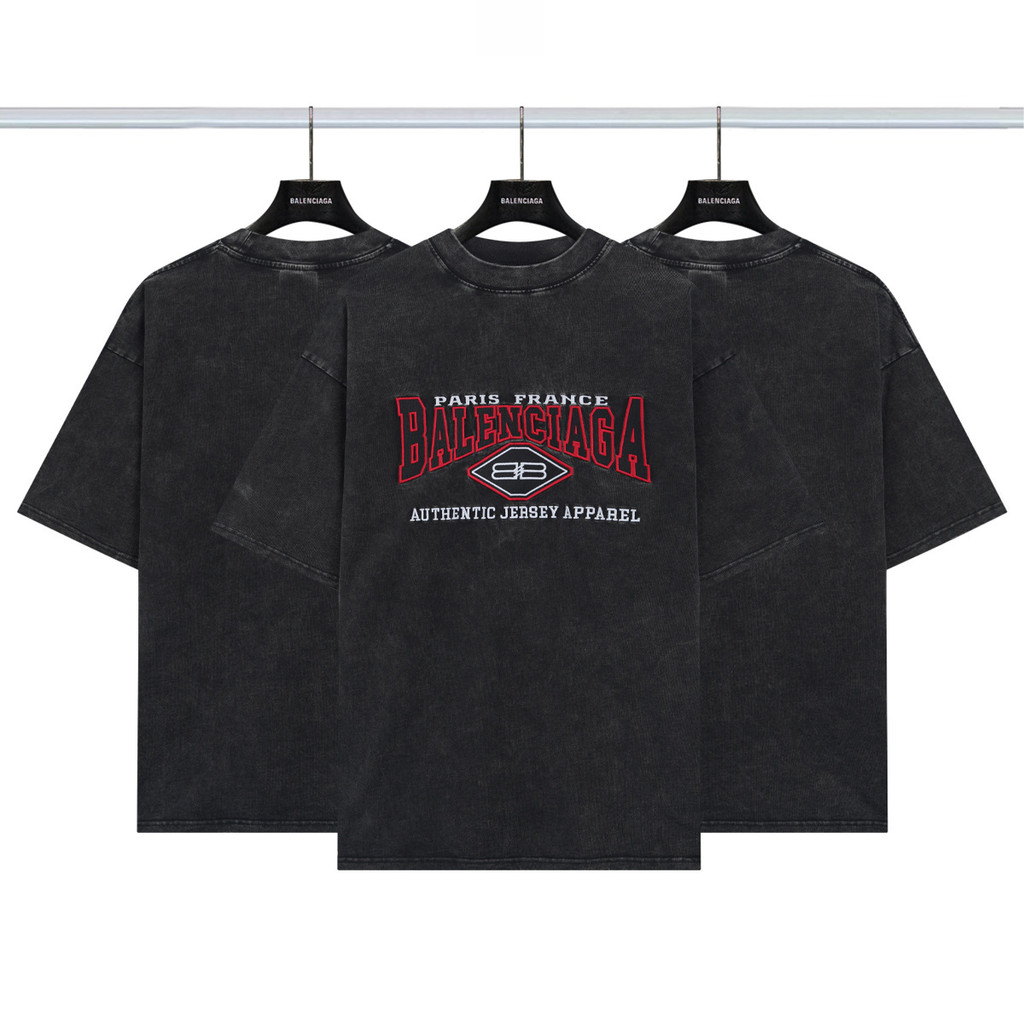2NKA blcg Red slogan embroidered loose-fitting short-sleeve shirt T T-shirt for Men and Women