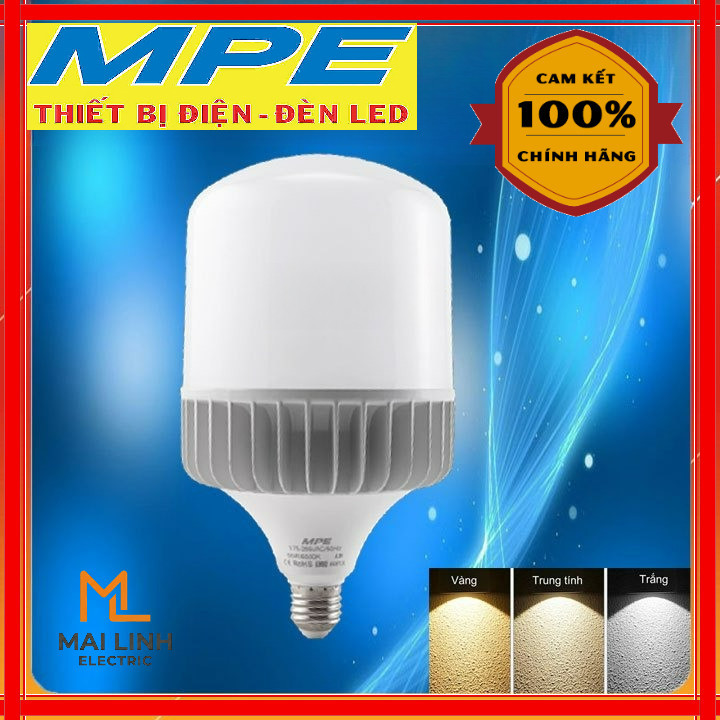 [Chính Hãng] Bóng đèn Led bulb Trụ 60W 80W (Nhôm Đúc) MPE -Đui E40 -Siêu Sáng -Tiết Kiệm điện -Tiêu 
