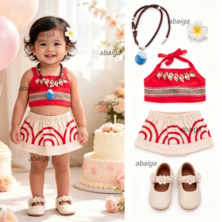 Nhân Vật Moana Trang Phục Cho Bé Gái 1 Tuổi Sinh Nhật Crop Top Váy Moana Trang Phục Công Chúa Tập Đi