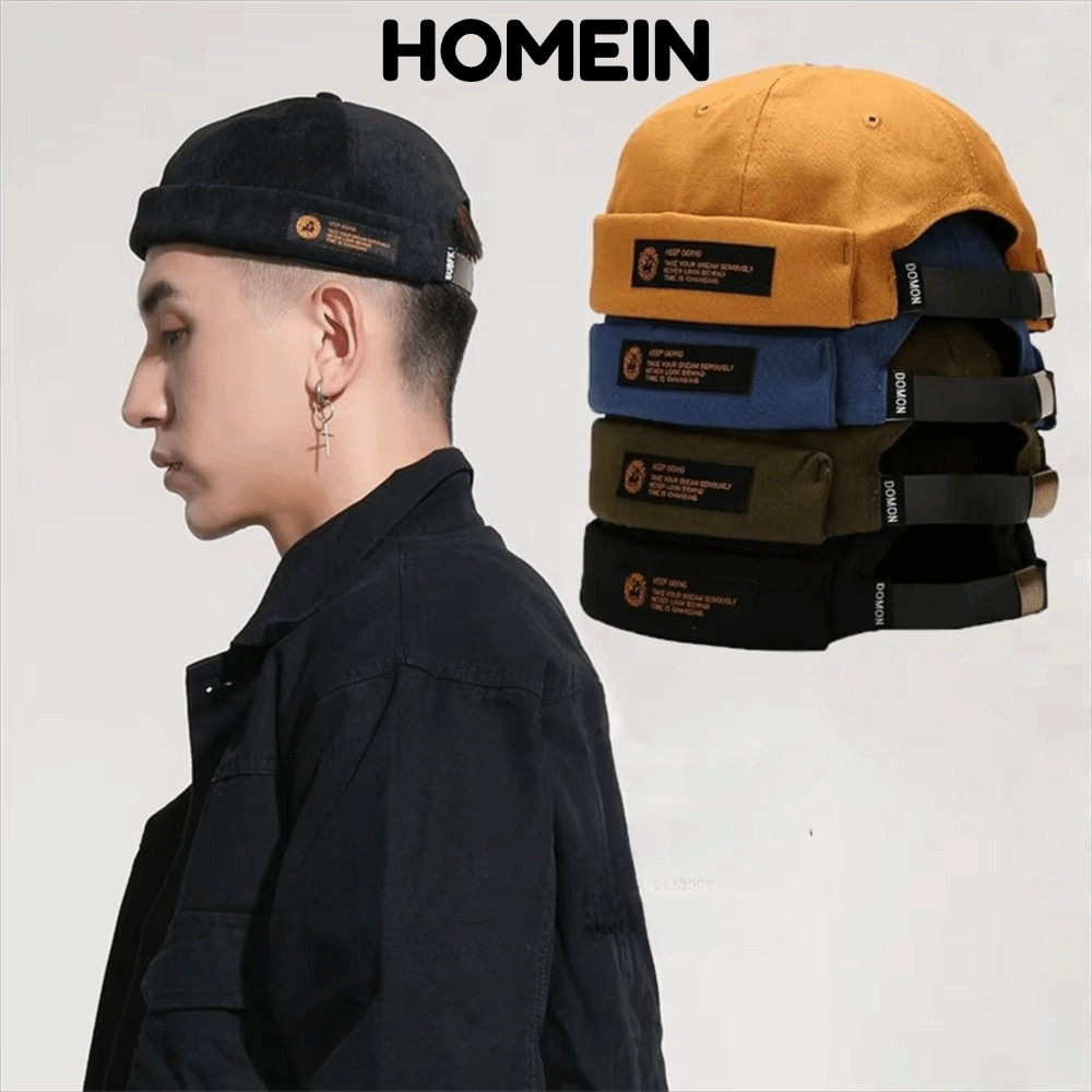 HOMEIN Beanie Street Hat, Cotton Có Thể Điều Chỉnh Vành Docker Cap, Thời Trang Hip Hop Retro Chữ Màu