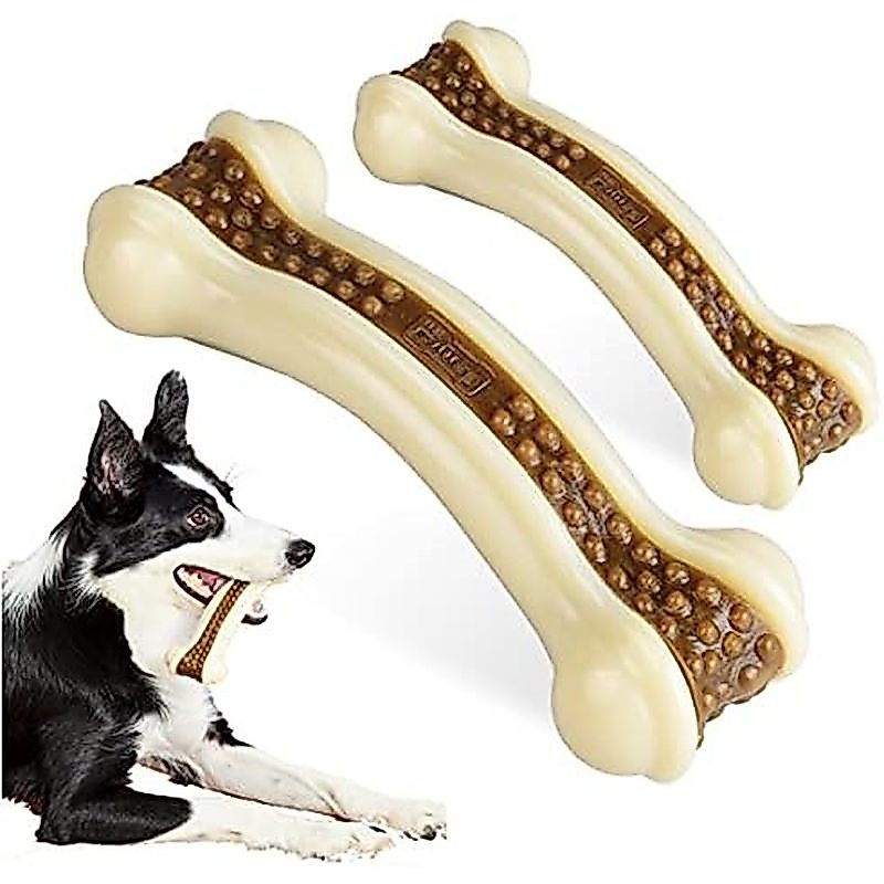Dog Chew Toys for Aggressive Chewers Large Breed,2 Pack Beef Flavor Indestructible Dog Teething Chew