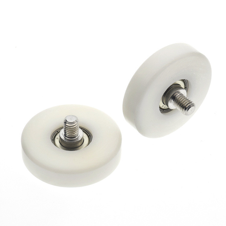 Bánh xe dẫn hướng phẳng bằng nylon phủ vít M8 có thanh vít và ren ngoài dùng cho con lăn ngăn kéo tủ