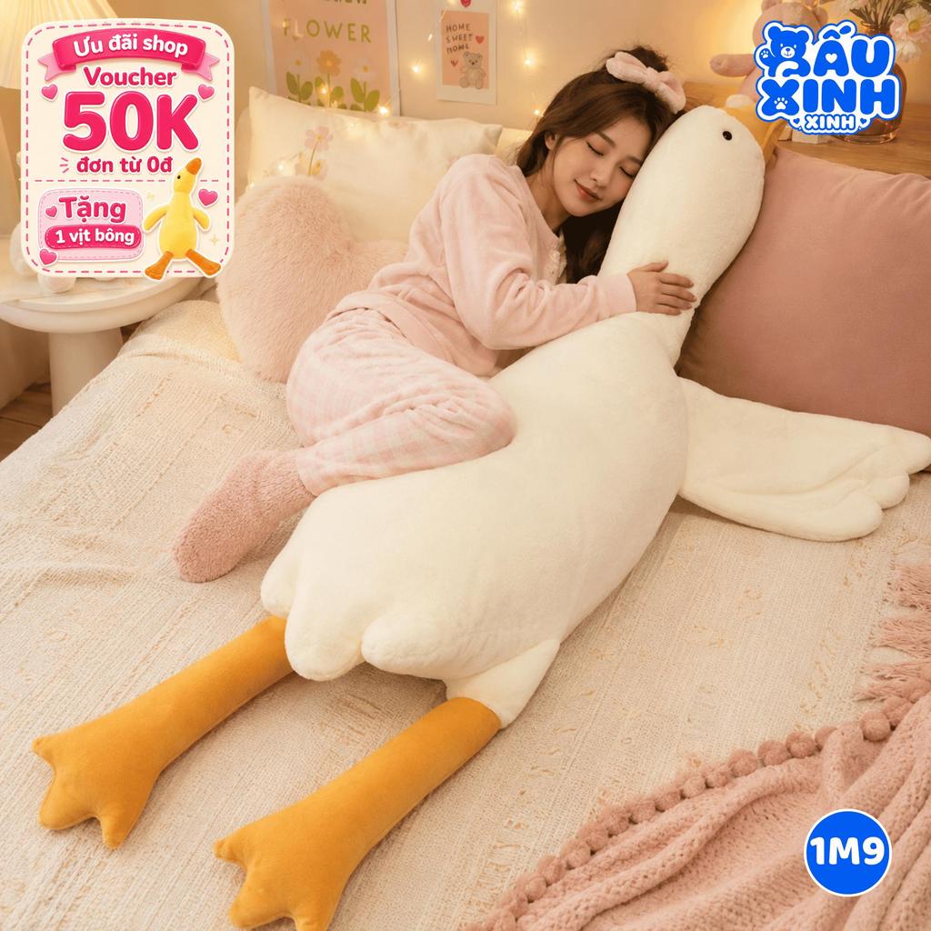 Gấu Bông Vịt 1M9, Gấu Bông Ngỗng Siêu To Siêu Dễ Thương, Thú Bông Thú Nhồi Bông Toy Đồ Chơi