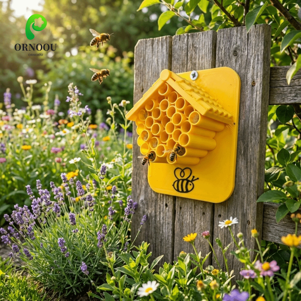 ORNOOU Garden Bee House, Safe Haven Attracts Pollinators Bee Hotel, Nhựa sáng tạo thân thiện với môi