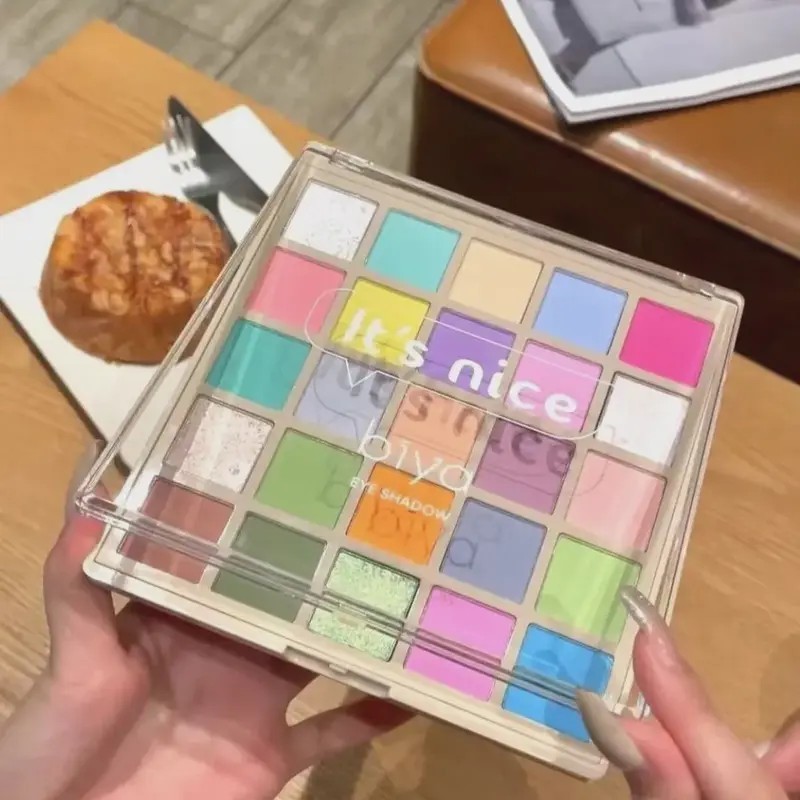 bảng mắt phấn mắt Biya Biya Biya 25 Màu Macaron Phấn Mắt Bảng Matte Pearlescent Tinh Tế Dopamine Tra