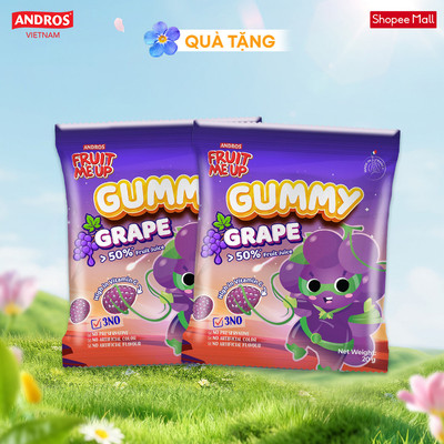 [QUÀ TẶNG KHÔNG BÁN] 2 túi kẹo Dẻo Trái Cây Gummy Nho 20G - Nhập Khẩu Từ Pháp Của Pháp - ANDROS FRUIT ME UP GUMMY