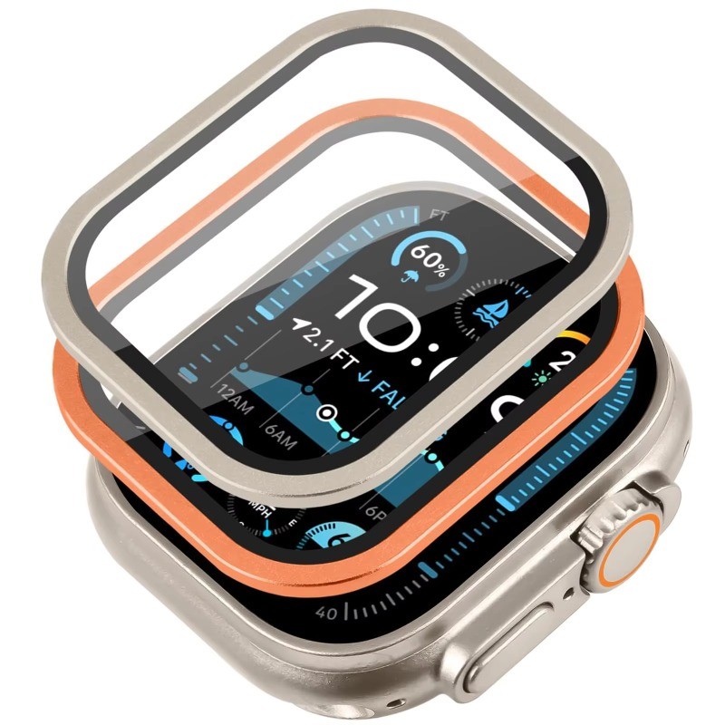 Khung Hợp Kim Titan Bảo Vệ Màn Hình Đồng Hồ Cho Apple Watch Ultra3 Ultra2 Kính Cường Lực Siêu + Khun