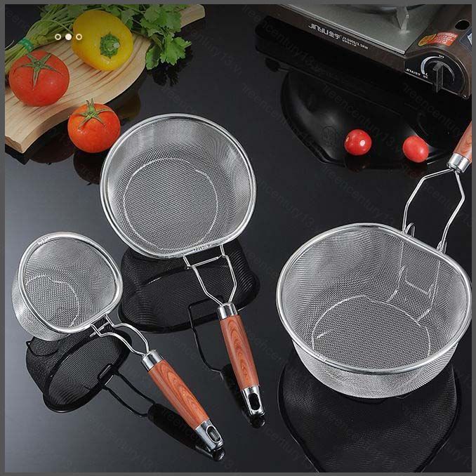 G13 304 Thép Không Gỉ Lọc Ladle Deep Fry Basket Luộc Mì Muỗng Rây Lọc Lưới G13