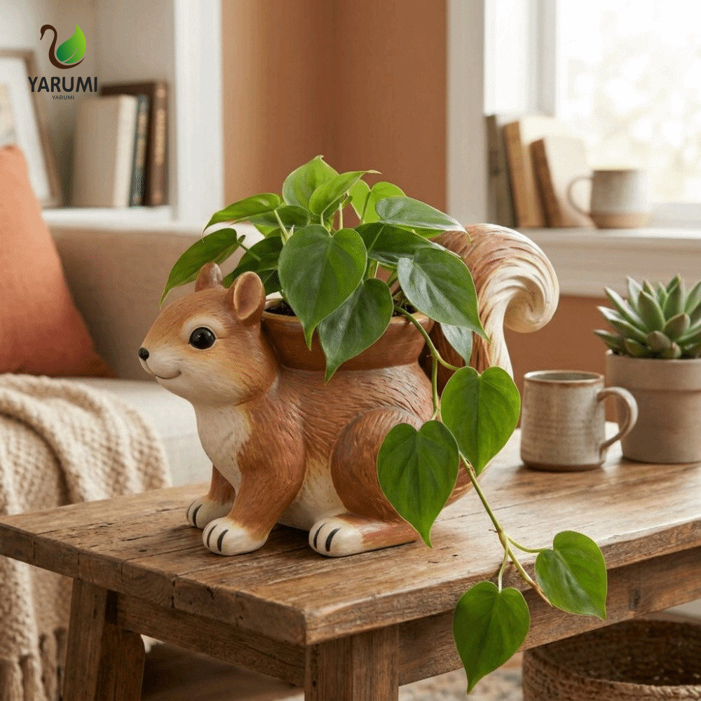 Chậu hoa động vật ALISON, Nhựa sóc trang trí Sóc Chậu hoa mọng nước, Tàu hoa Handmade Dễ thương Hộp 