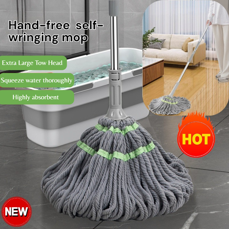 [Tiện Lợi] Magic Mop Self-Cleaning For Home Floor Cleaning/Lazy Mop/Home Use/Chổi Lau Nhà/Xoay Tự Vắ