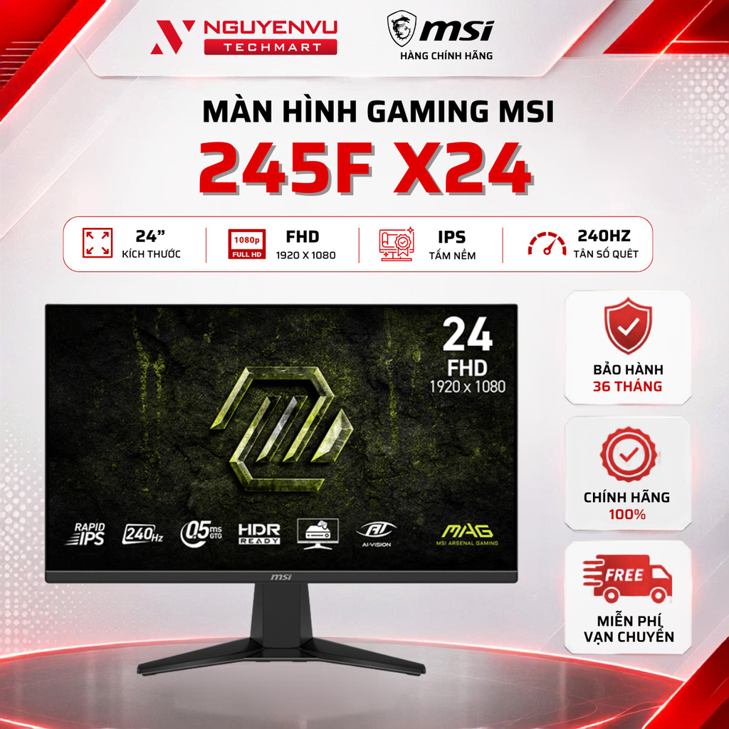 Màn Hình Gaming MSI MAG 245F X24 24 inch (FHD/IPS/240Hz/0.5ms) - Bảo Hành 3 Năm