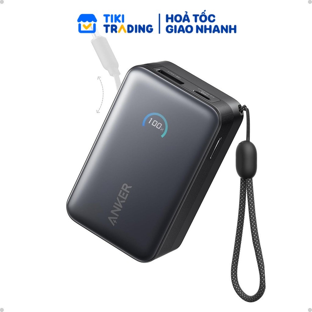 [HỎA TỐC] Sạc Dự Phòng Anker Nano A1638 10000mAh 45W, Cáp USB-C Rút Gọn Tích Hợp, 2 USB-C 1 USB-A, M