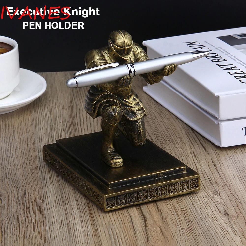 IVANES Executive Knight Pen Holder, Hộp đựng bút trang trí Armor Hero Pen Holder, Quà tặng bạn trai 