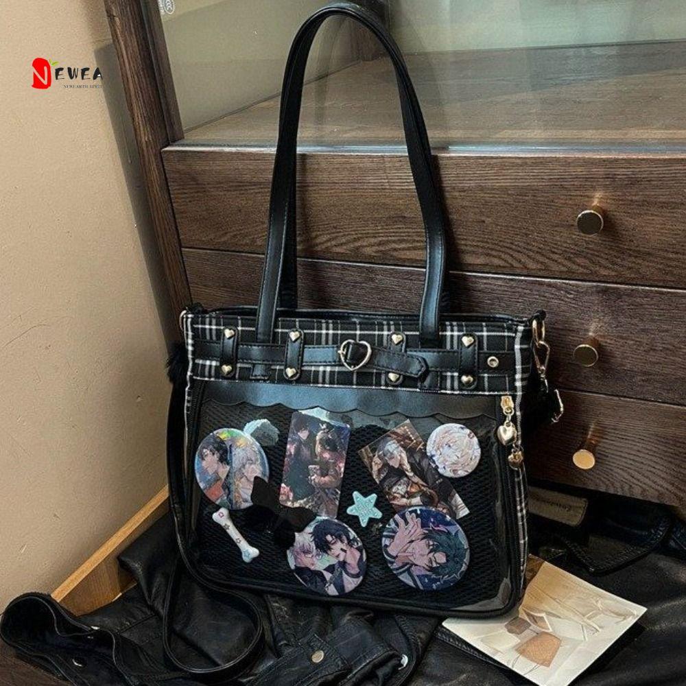 NEWEARTH LIMIT Phim hoạt hình Anime Itabag, Y2K Lưới JK Túi đeo chéo, Dung tích lớn đáng yêu Kawaii 