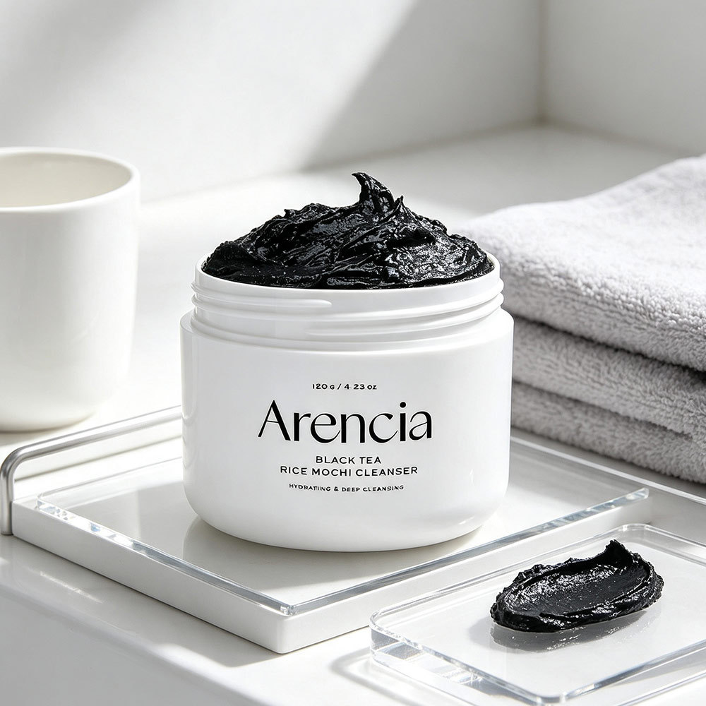 Arencia Hydrating Deep Cleansing Face Cleanser, Black Tea & Rice Mochi Facial Wash Mask, Soft Exfoli