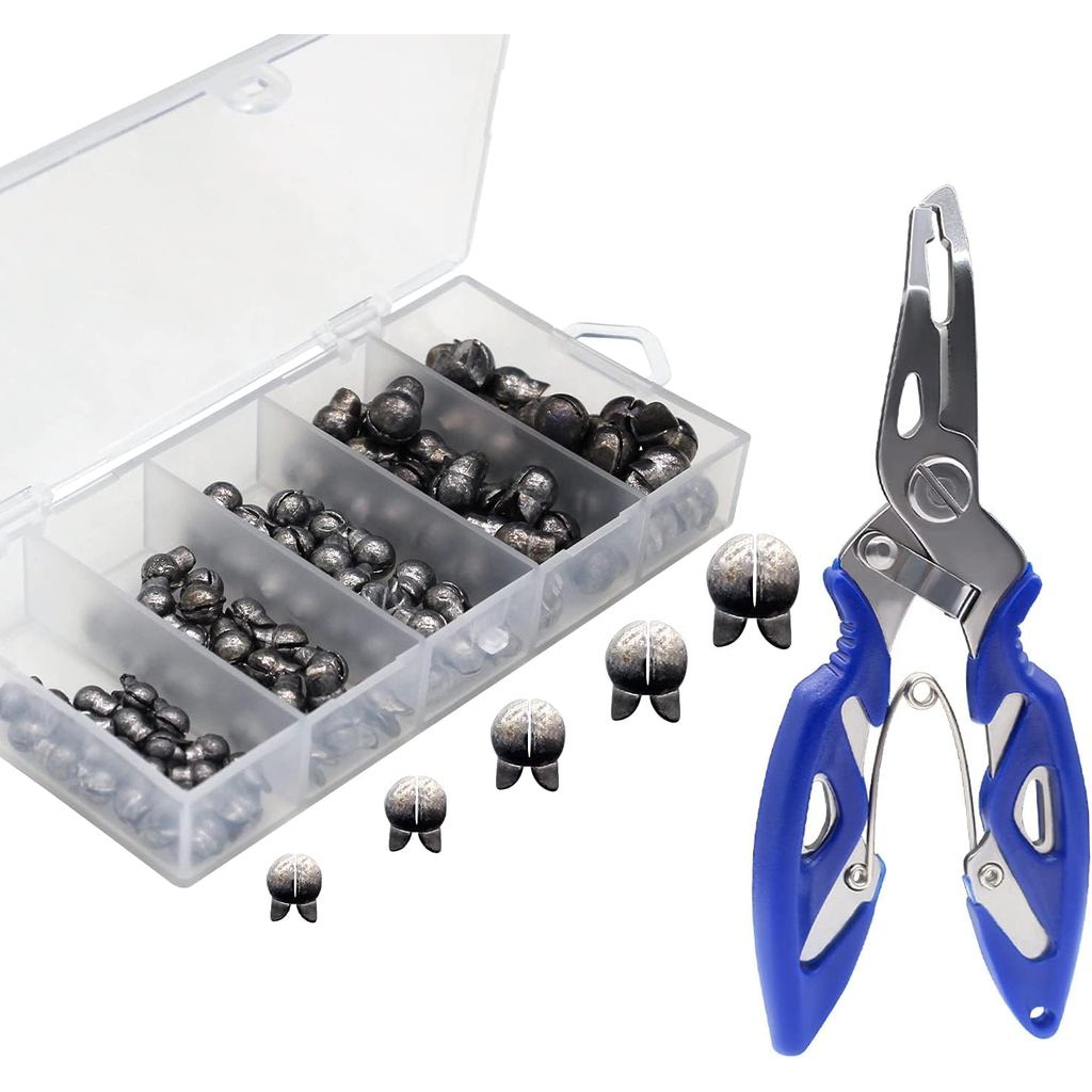 Bộ 100 cái chì câu cá, chì câu tròn có thể tháo rời, chì câu hình trứng nhỏ, phụ kiện câu cá, dụng c